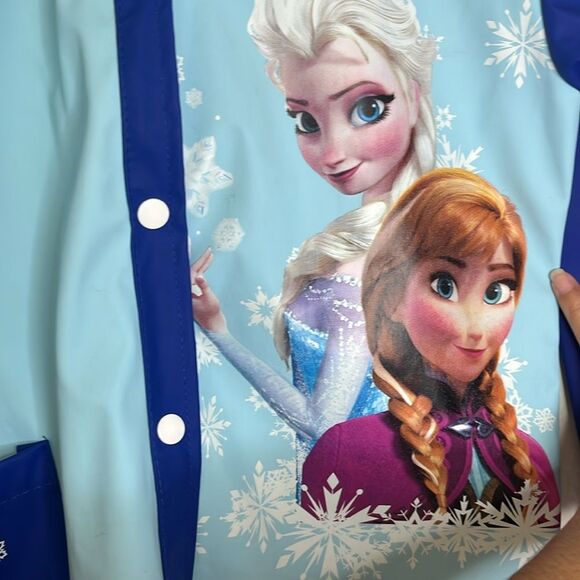 Disney Movie Frozen Themed Blue and Light Blue Rain Coat Jacket Size Small/Med - Picture 4 of 15